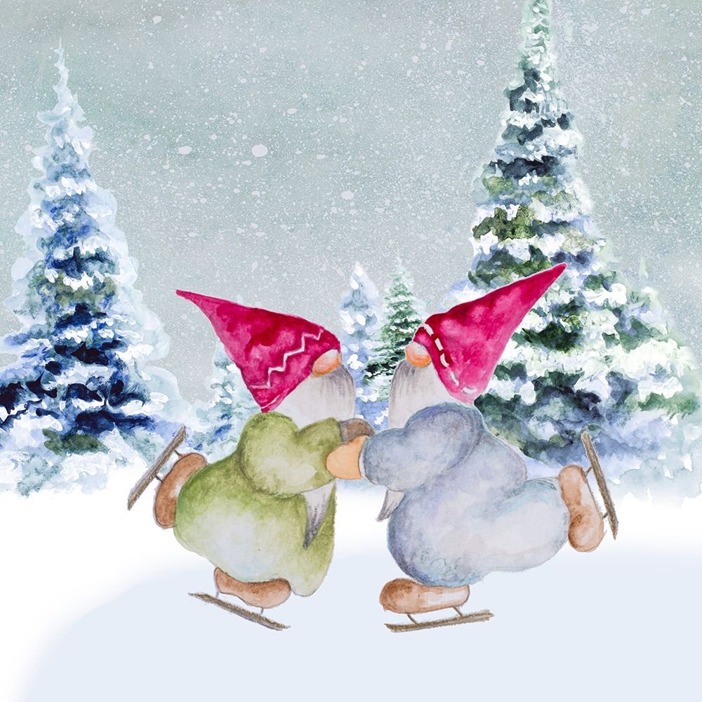 Gnomes Ice Skating II art print by Janice Gaynor for $57.95 CAD