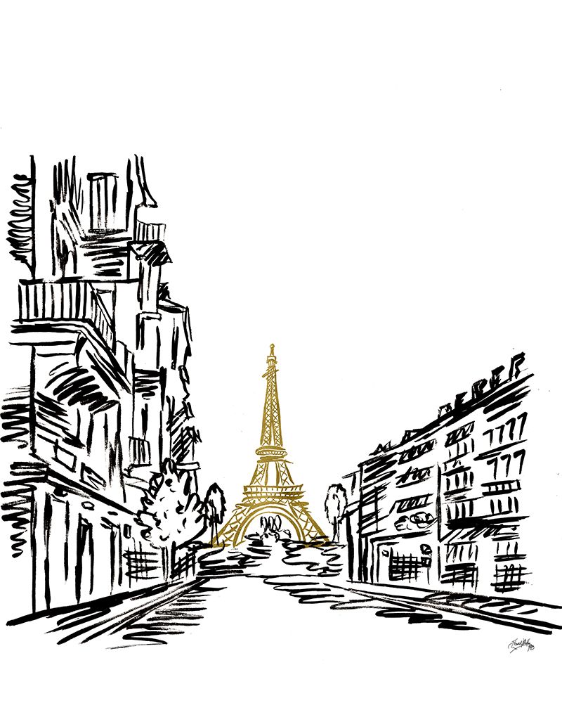 Avenue To Gold Eiffel art print by Elizabeth Medley for $57.95 CAD