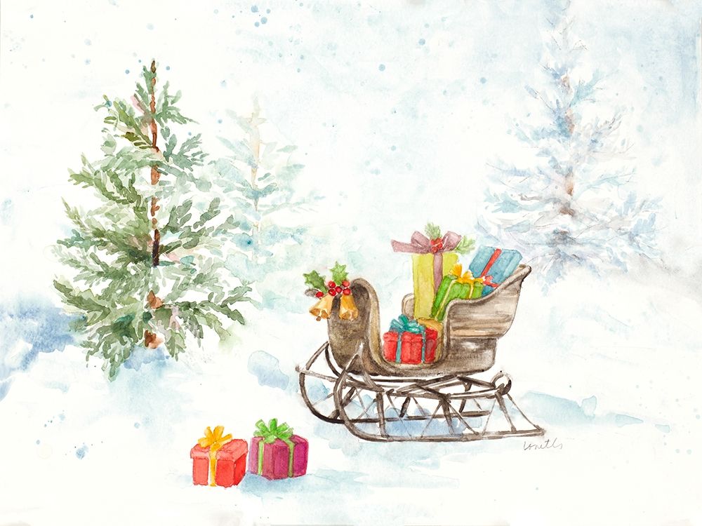 Presents in Sleigh on Snowy Day art print by Lanie Loreth for $57.95 CAD