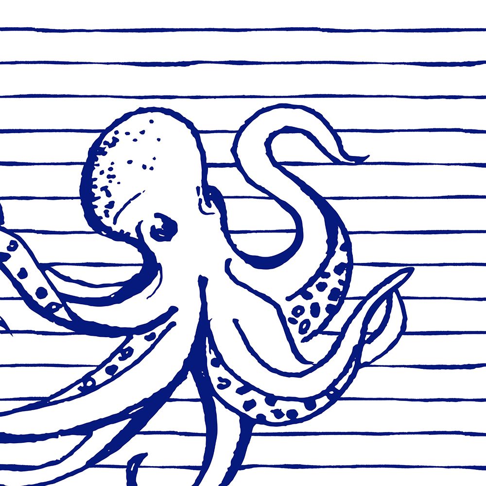 Blue Nautical on Stripes I art print by Patricia Pinto for $57.95 CAD