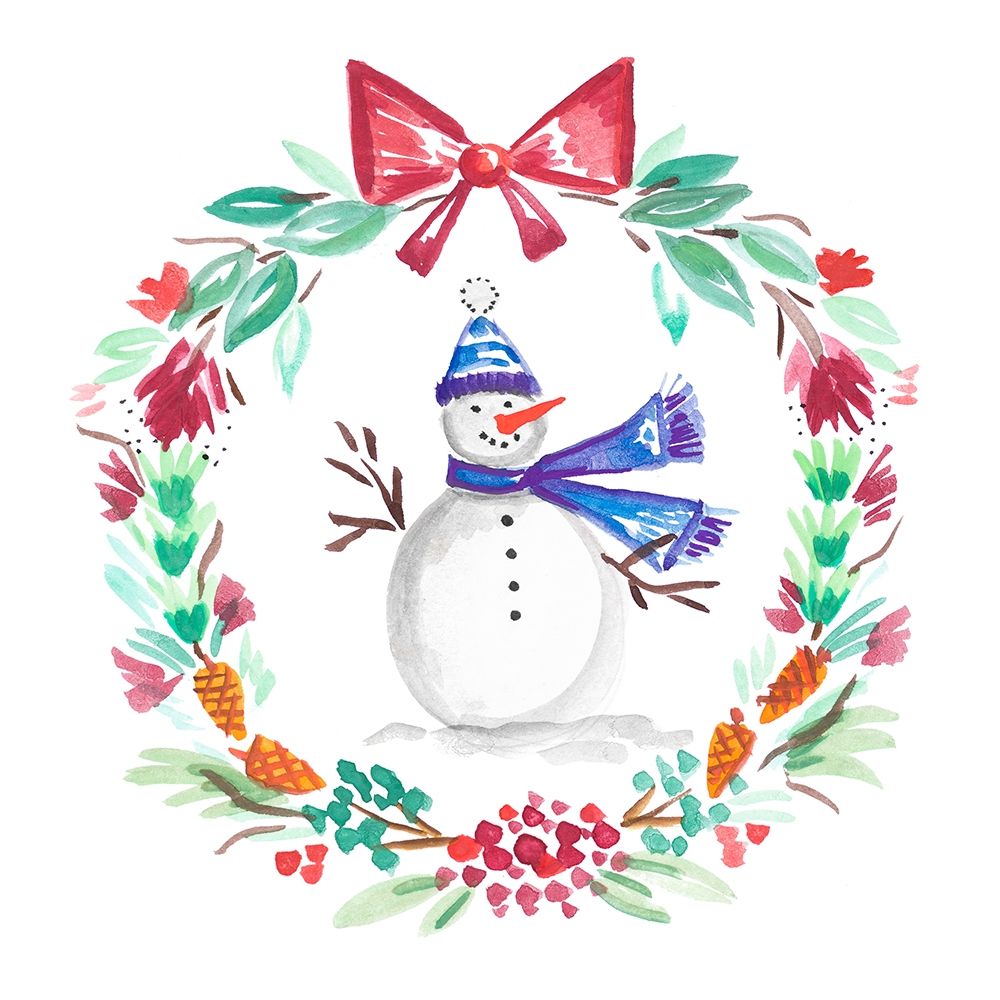 Holiday Snowman Wreath II art print by Ani Del Sol for $57.95 CAD