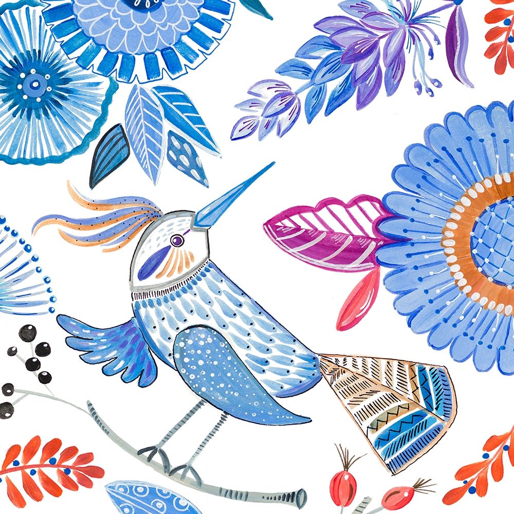 Bird with Flowers I art print by Ani Del Sol for $57.95 CAD
