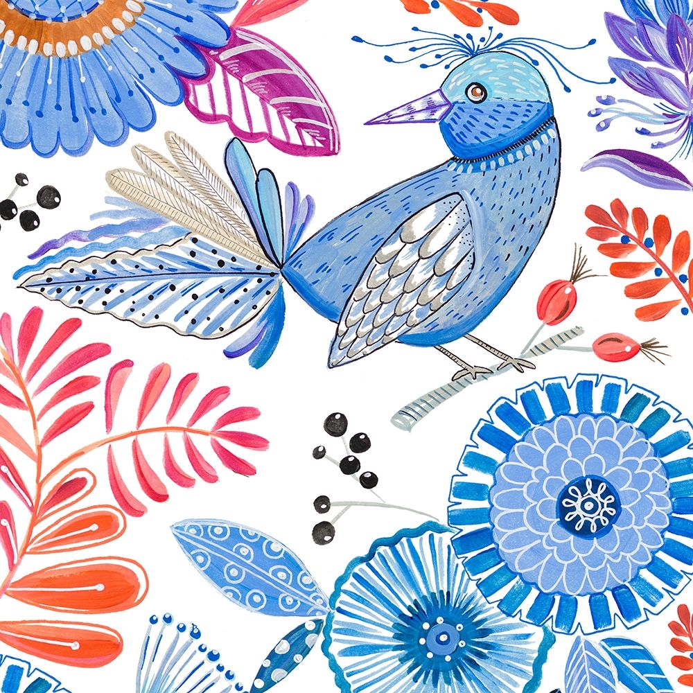Bird with Flowers II art print by Ani Del Sol for $57.95 CAD