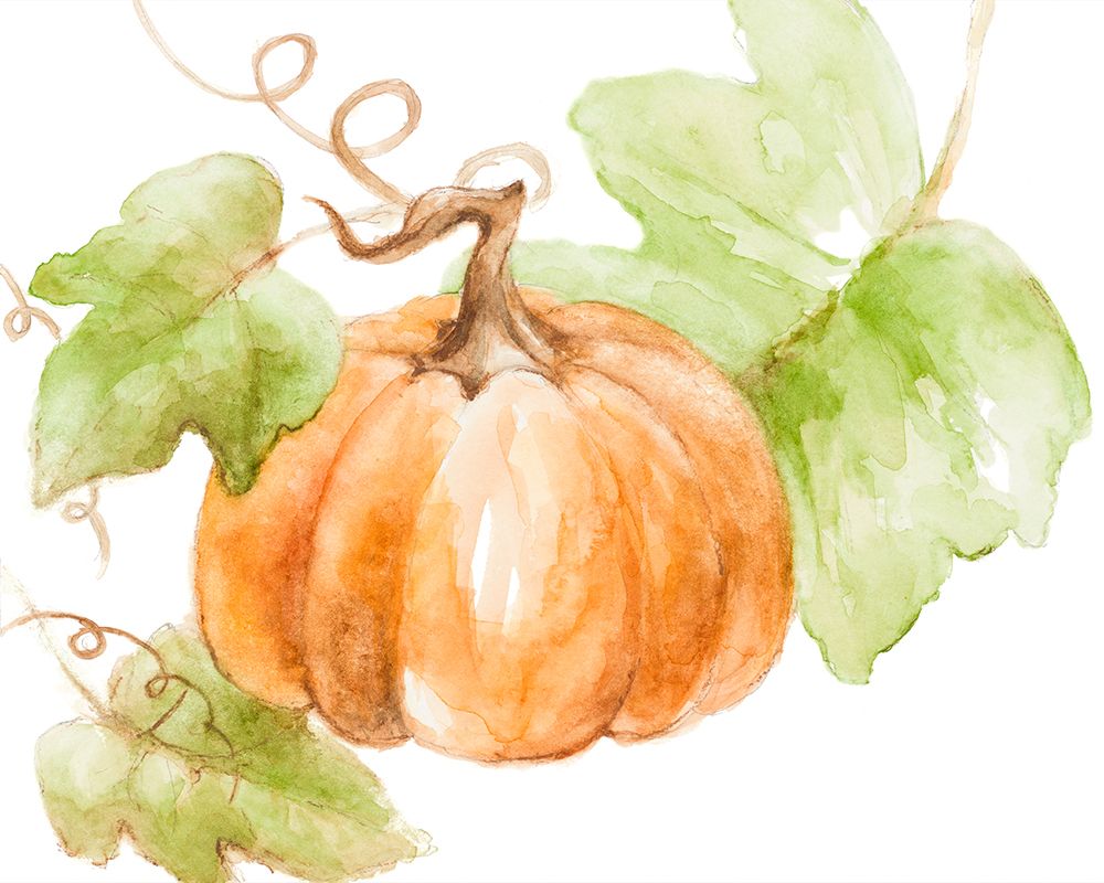Fall Pumpkin with Big Leaves art print by Lanie Loreth for $57.95 CAD
