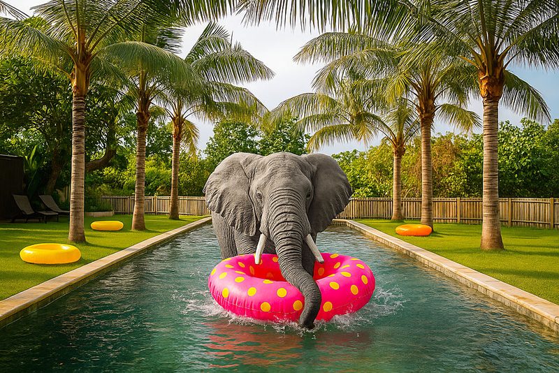 Elephant Enjoying the Pool art print by Kathy Mansfield for $57.95 CAD