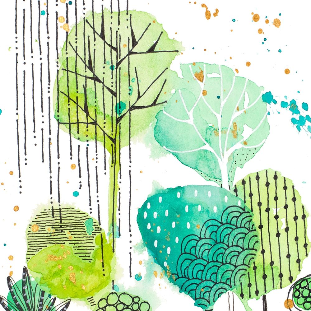 Green Stamped Leaves Square II art print by Krinlox for $57.95 CAD