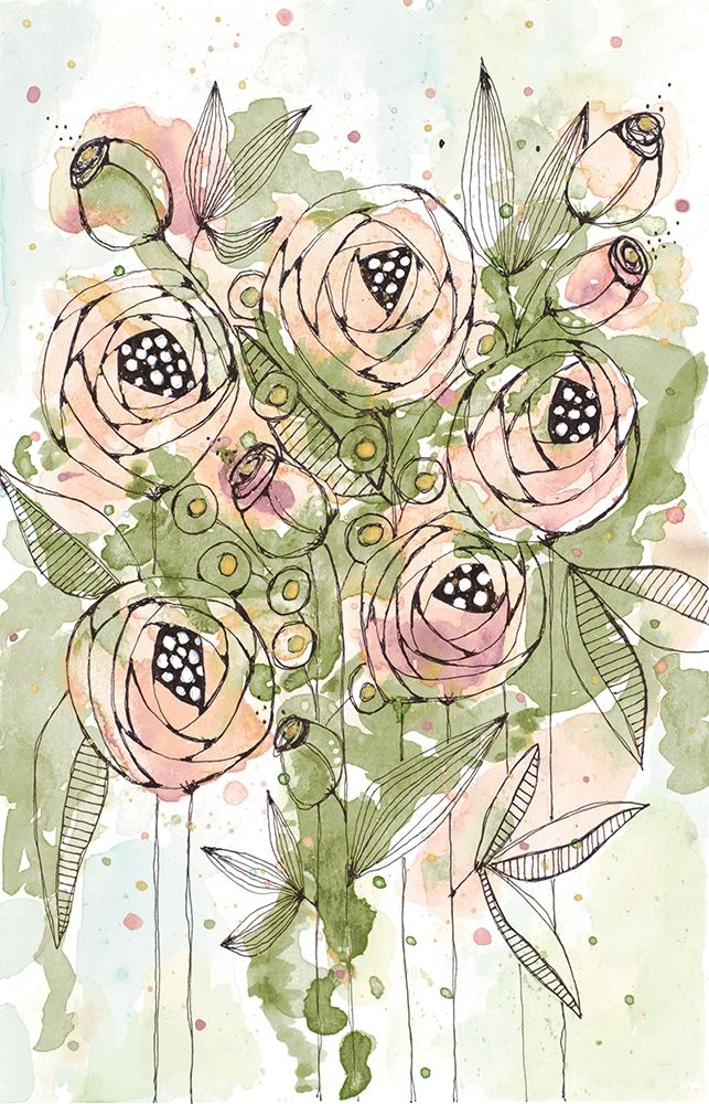 Blush and Green Floral art print by Krinlox for $57.95 CAD