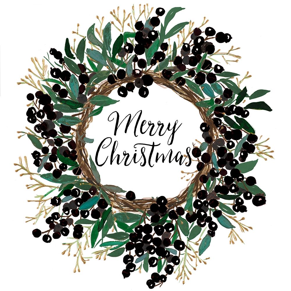 Christmas Wreath With Dark Berries art print by Patricia Pinto for $57.95 CAD