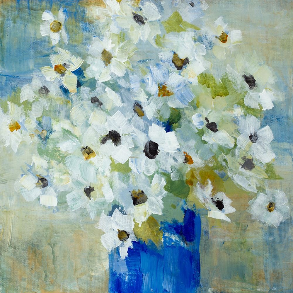 Pop of White Flowers in Blue Vase art print by Lanie Loreth for $57.95 CAD