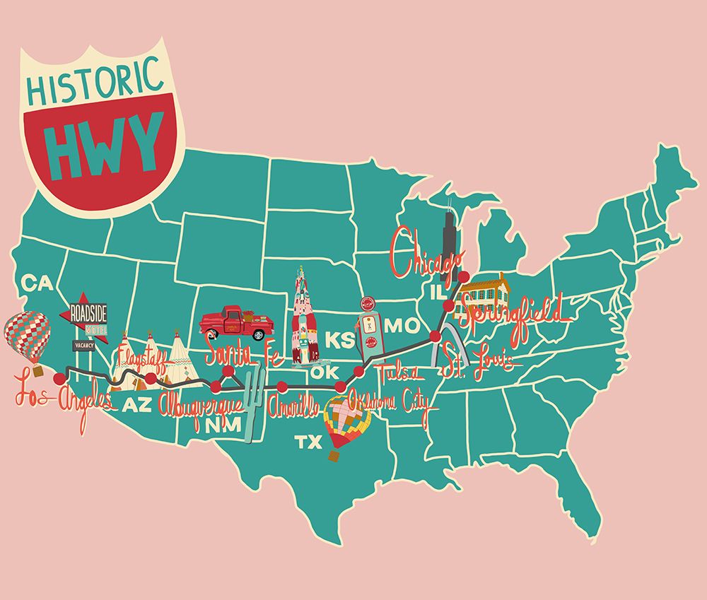 Roadtrip Map art print by Jen Bucheli for $57.95 CAD