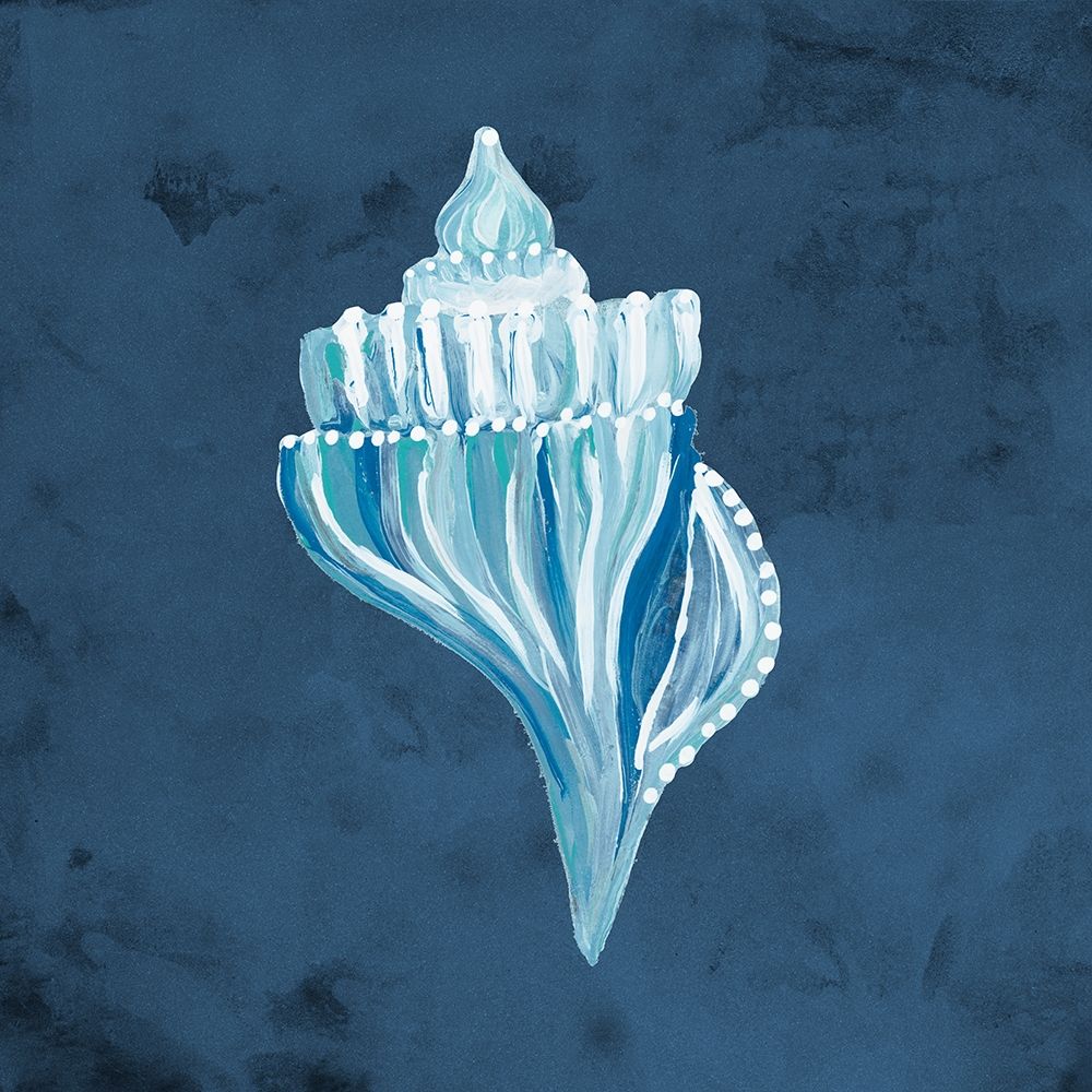 Azul Dotted Seashell on Navy I art print by Gina Ritter for $57.95 CAD