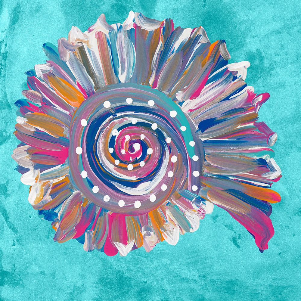 Dotted Spiral Shell on Teal art print by Gina Ritter for $57.95 CAD