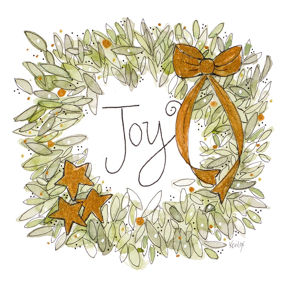 Joyful Wreath with Gold Ribbons art print by Krinlox for $57.95 CAD