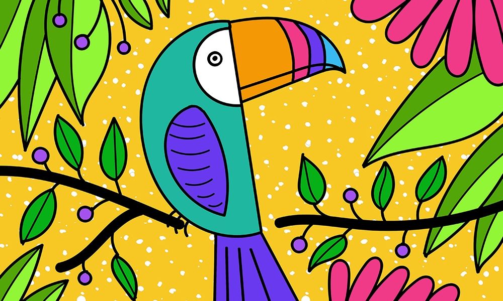 Brightly Colored Toucan art print by Deidre Mosher for $57.95 CAD