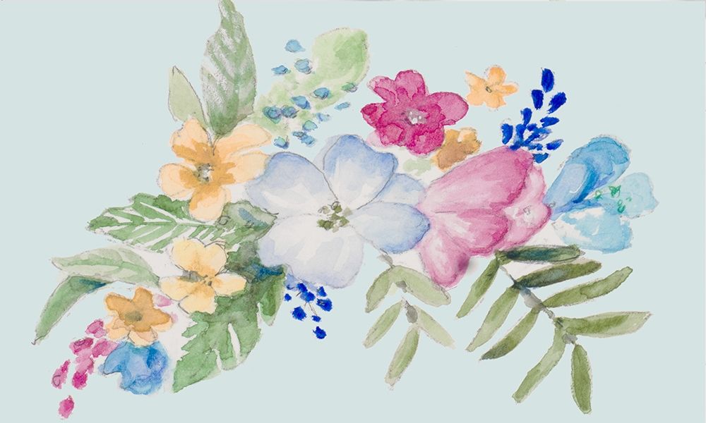 Spring Bouquet on Blue I art print by Lanie Loreth for $57.95 CAD