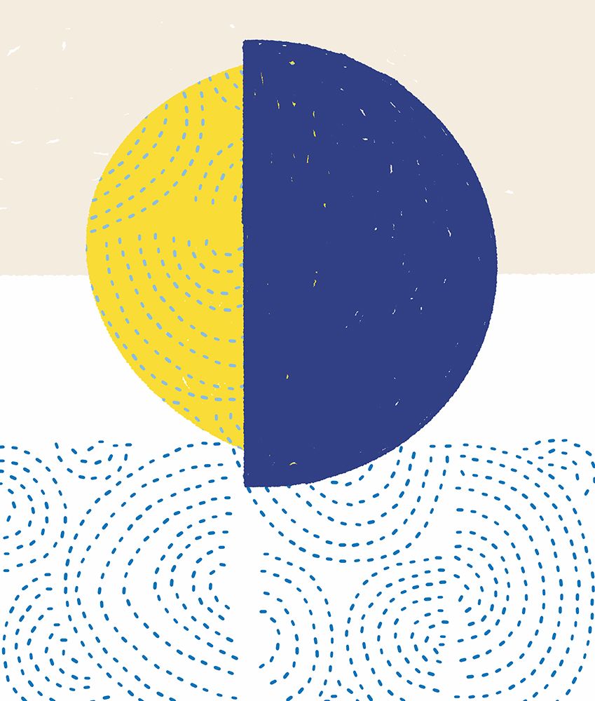 Blue and Yellow Mod Circles I art print by Jen Bucheli for $57.95 CAD