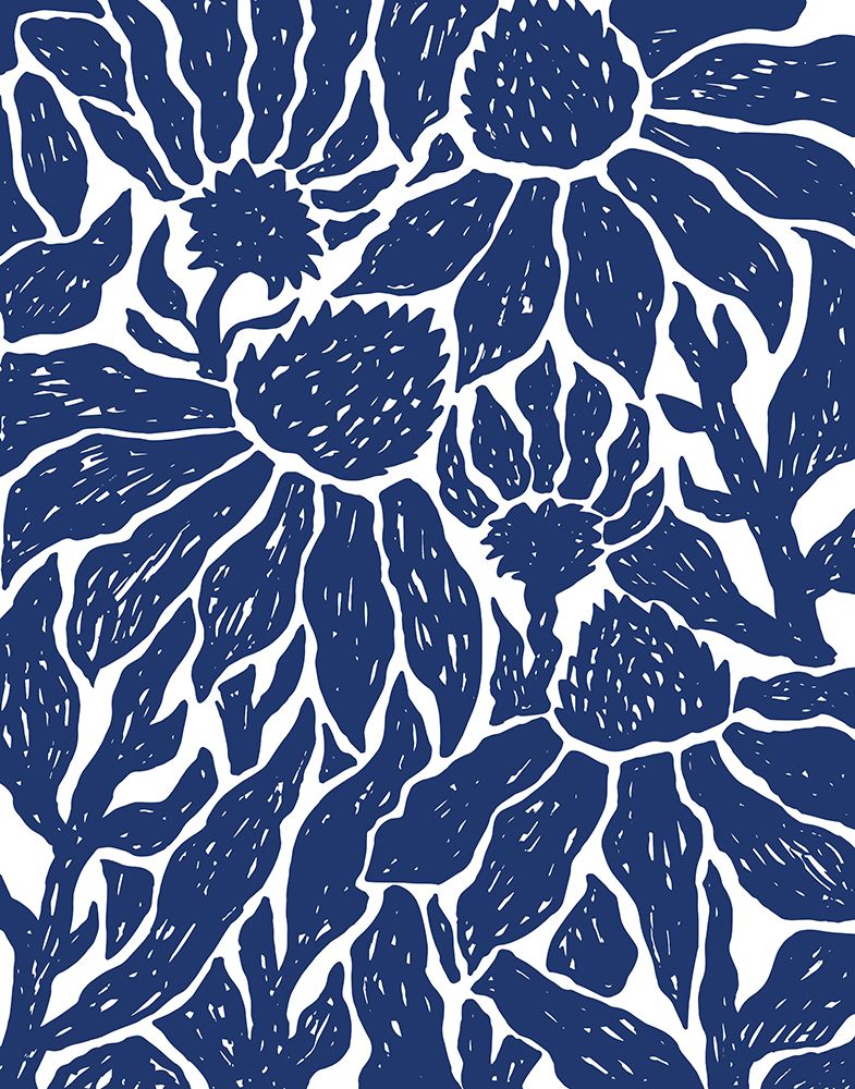 Navy Floral Linocut II art print by Elizabeth Medley for $57.95 CAD