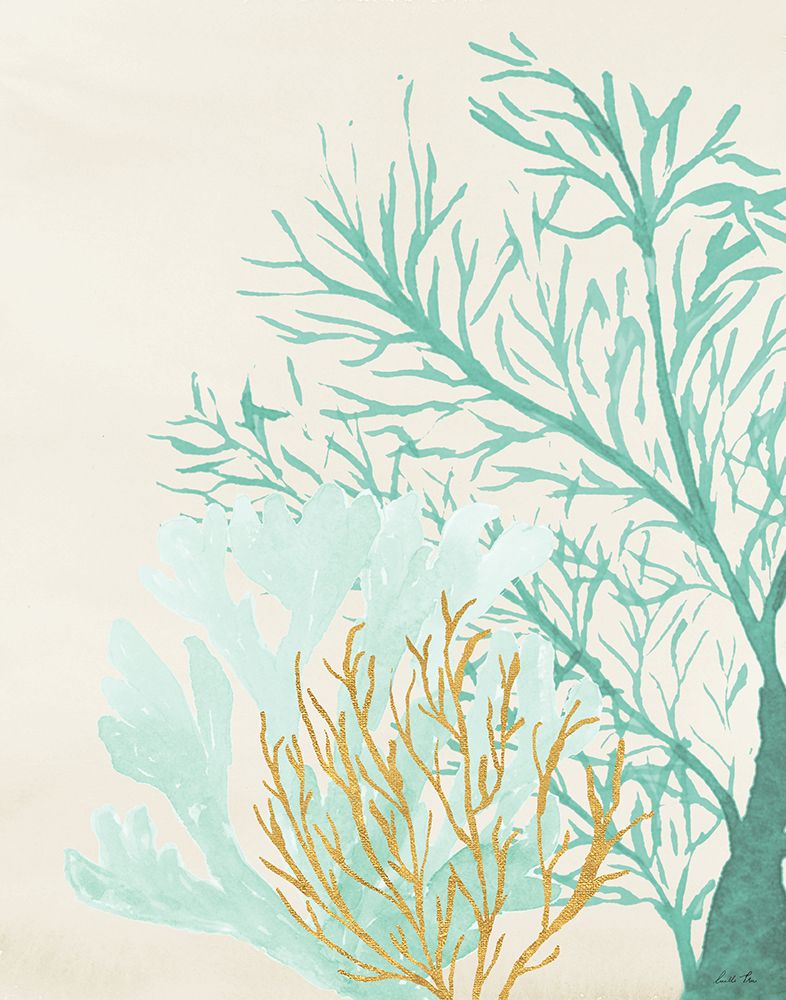 Triple Teal Coral I art print by Lucille Price for $57.95 CAD