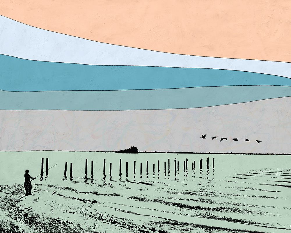 Beach Fishing art print by Ella Tom for $57.95 CAD