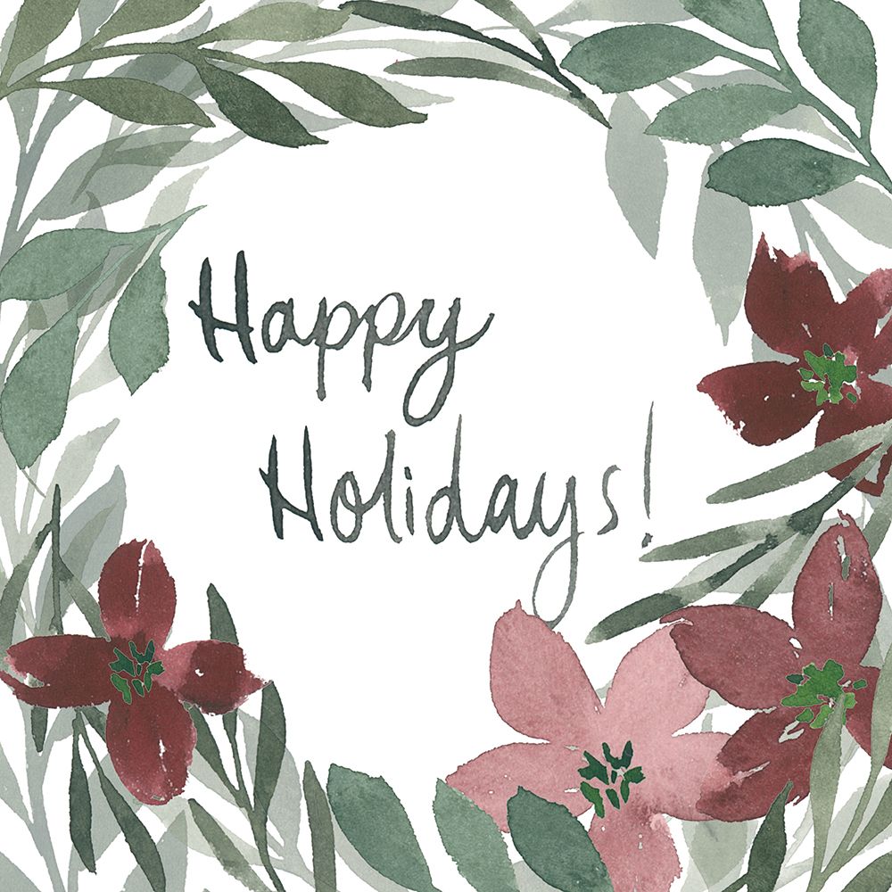 Poinsettia Happy Holidays Wreath art print by Lucille Price for $57.95 CAD