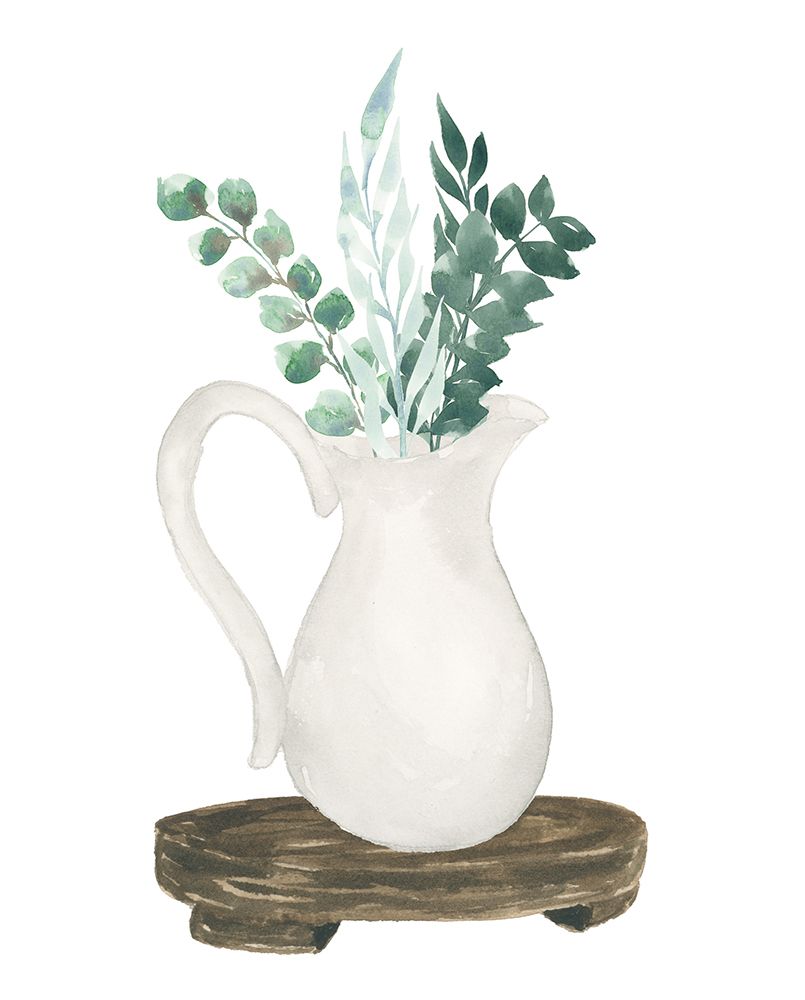 Farmhouse Pitcher With Leaves art print by Lucille Price for $57.95 CAD