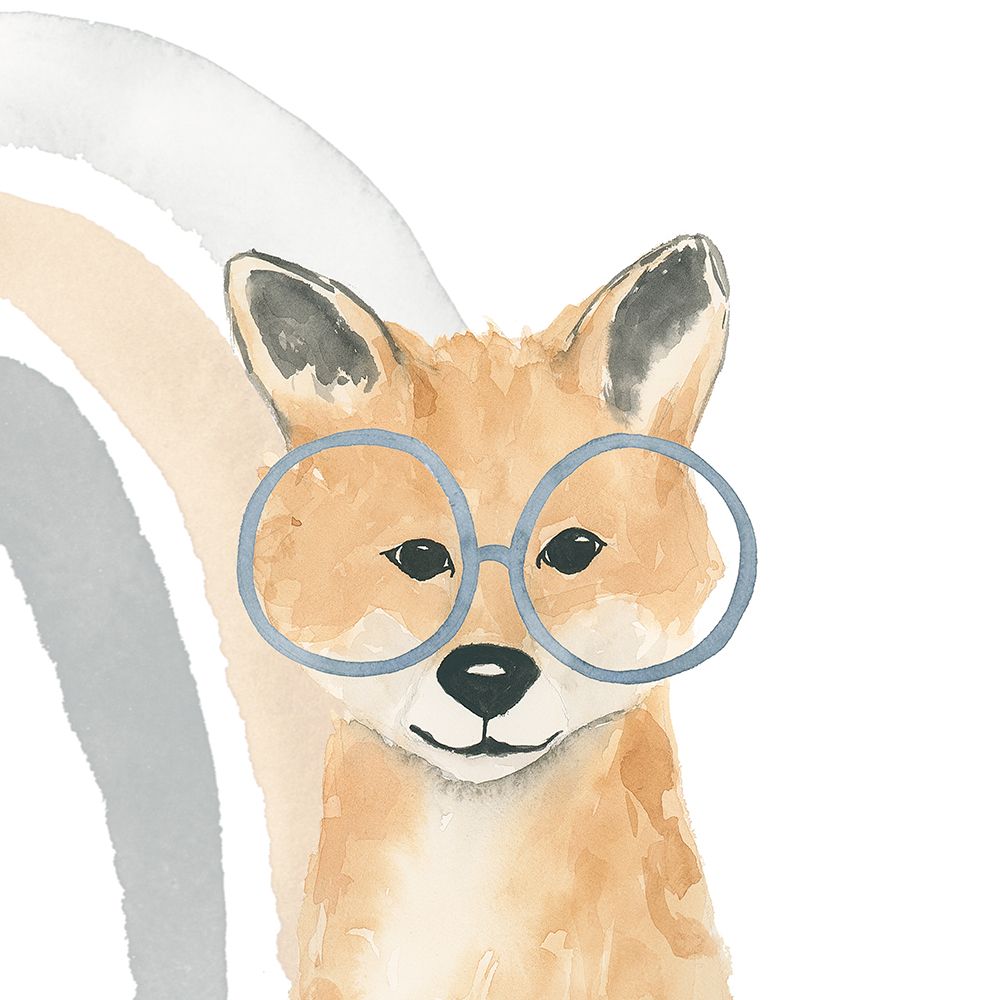 Rainbow Fox With Round Glasses art print by Lucille Price for $57.95 CAD