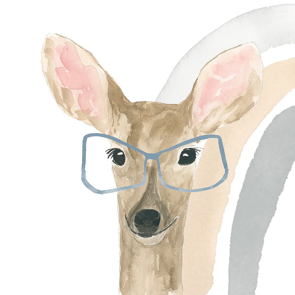 Rainbow Deer With Square Glasses art print by Lucille Price for $57.95 CAD