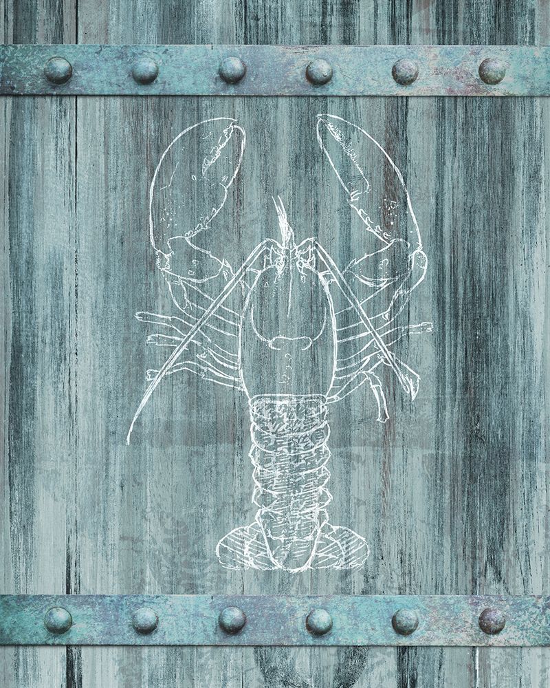 White Lobster Painted On Blue Wood art print by Dan Meneely for $57.95 CAD