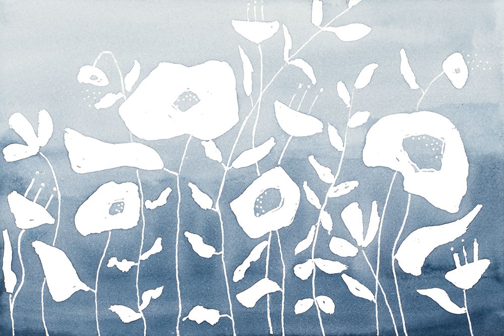 Blue And White Floral Garden art print by Krinlox for $57.95 CAD
