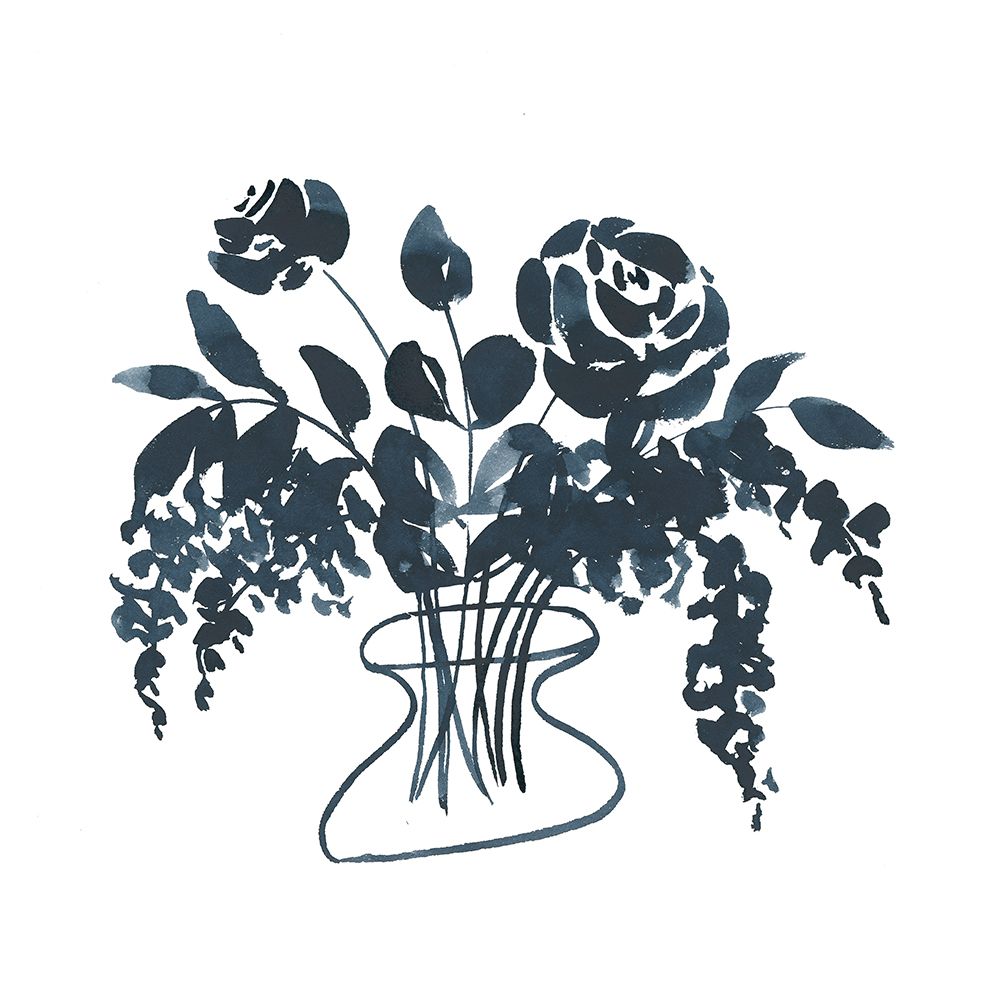 Indigo Floral Study I art print by Lucille Price for $57.95 CAD