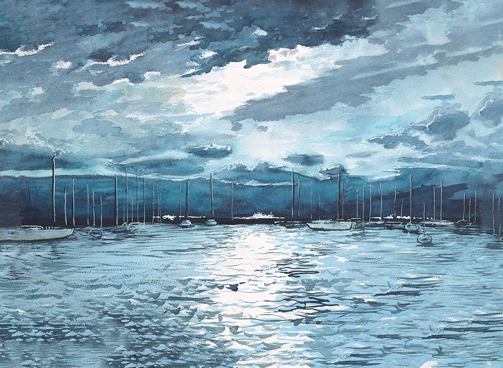 Moonlit Marina art print by Bruce Nawrocke for $57.95 CAD
