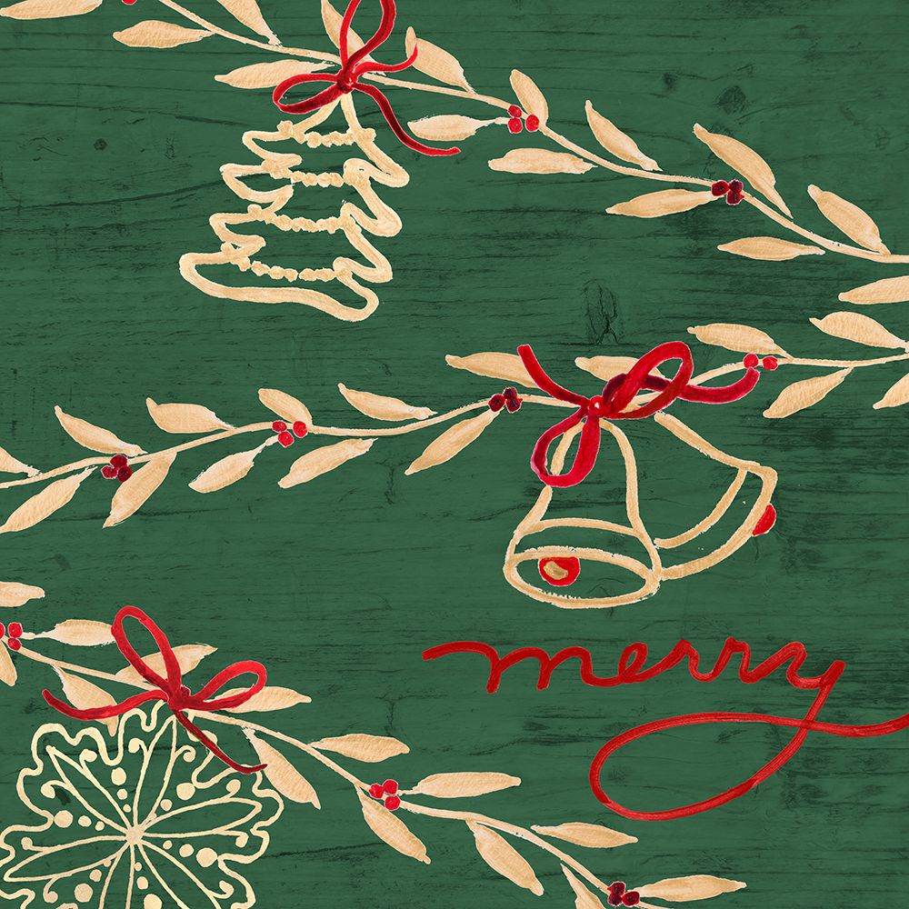 Green And Gold Holiday Wrap Merry art print by Lanie Loreth for $57.95 CAD