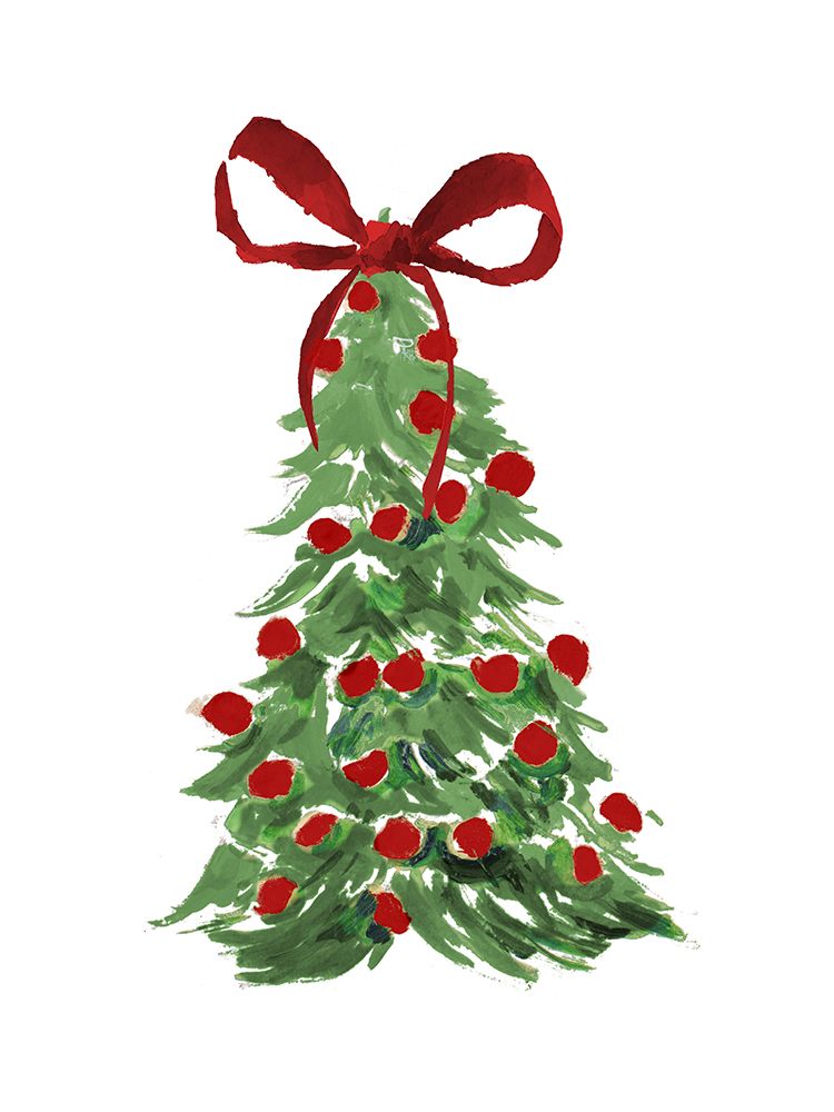 Christmas Tree with Red Bow art print by Lanie Loreth for $57.95 CAD
