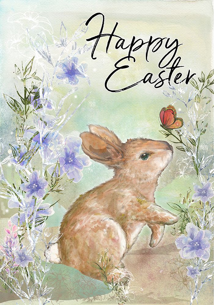 Sweet Bunny and Butterfly art print by Diannart for $57.95 CAD