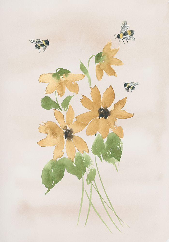 Sunflower Bouquet With Bees art print by Lucille Price for $57.95 CAD