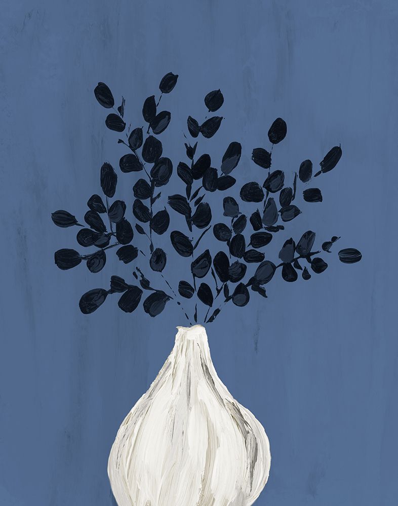 Olive Branches Vase I on Blue art print by Lucille Price for $57.95 CAD