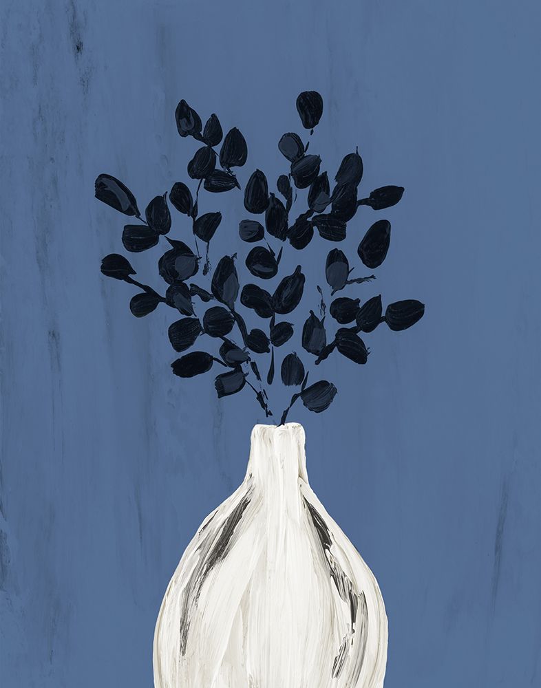 Olive Branches Vase II on Blue art print by Lucille Price for $57.95 CAD