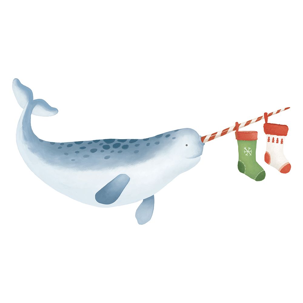 Christmas Whale Narwhal art print by Lucca Sheppard for $57.95 CAD