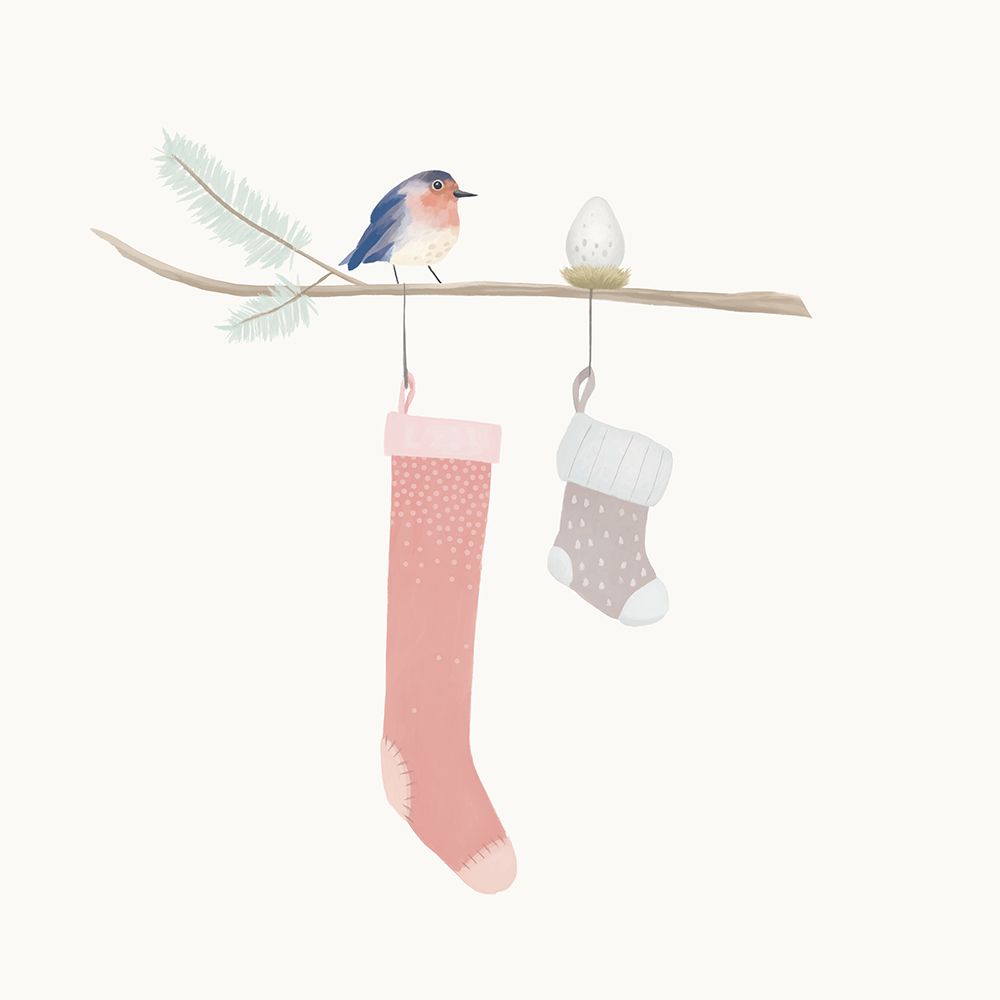 Blue Birds of Christmas Happiness II art print by Lucca Sheppard for $57.95 CAD