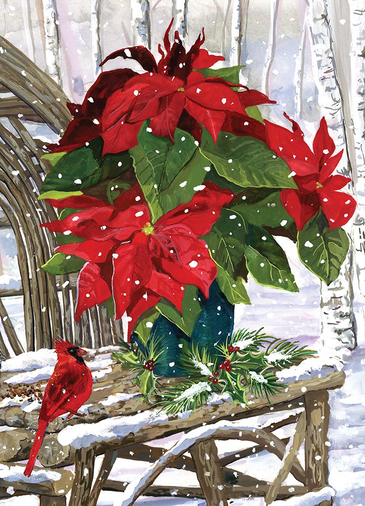 Cardinal and Poinsettia art print by Erica Christopher for $57.95 CAD