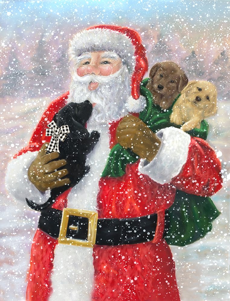 Santa and Puppies art print by Erica Christopher for $57.95 CAD