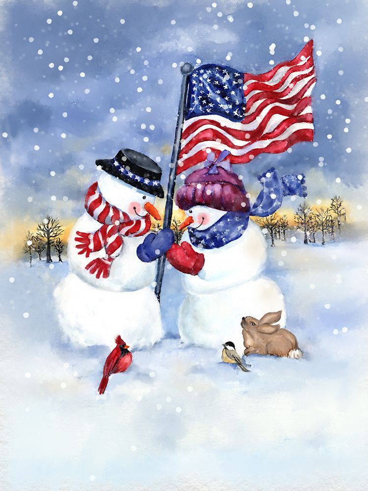 Patriotic Snowmen art print by Erica Christopher for $57.95 CAD