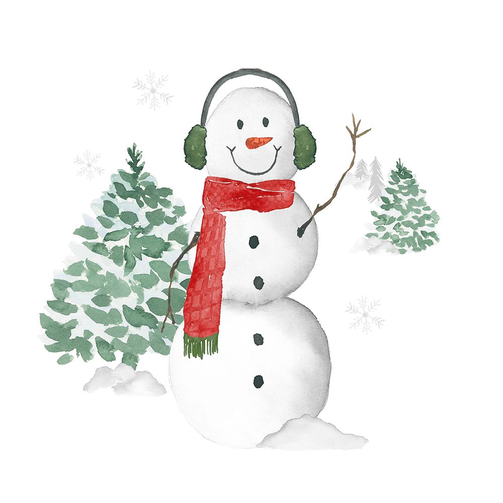 Snowman With Earmuffs art print by Lucille Price for $57.95 CAD