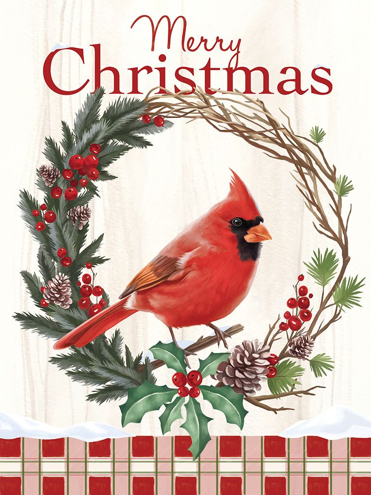 Christmas Cardinal Wreath art print by Lucca Sheppard for $57.95 CAD