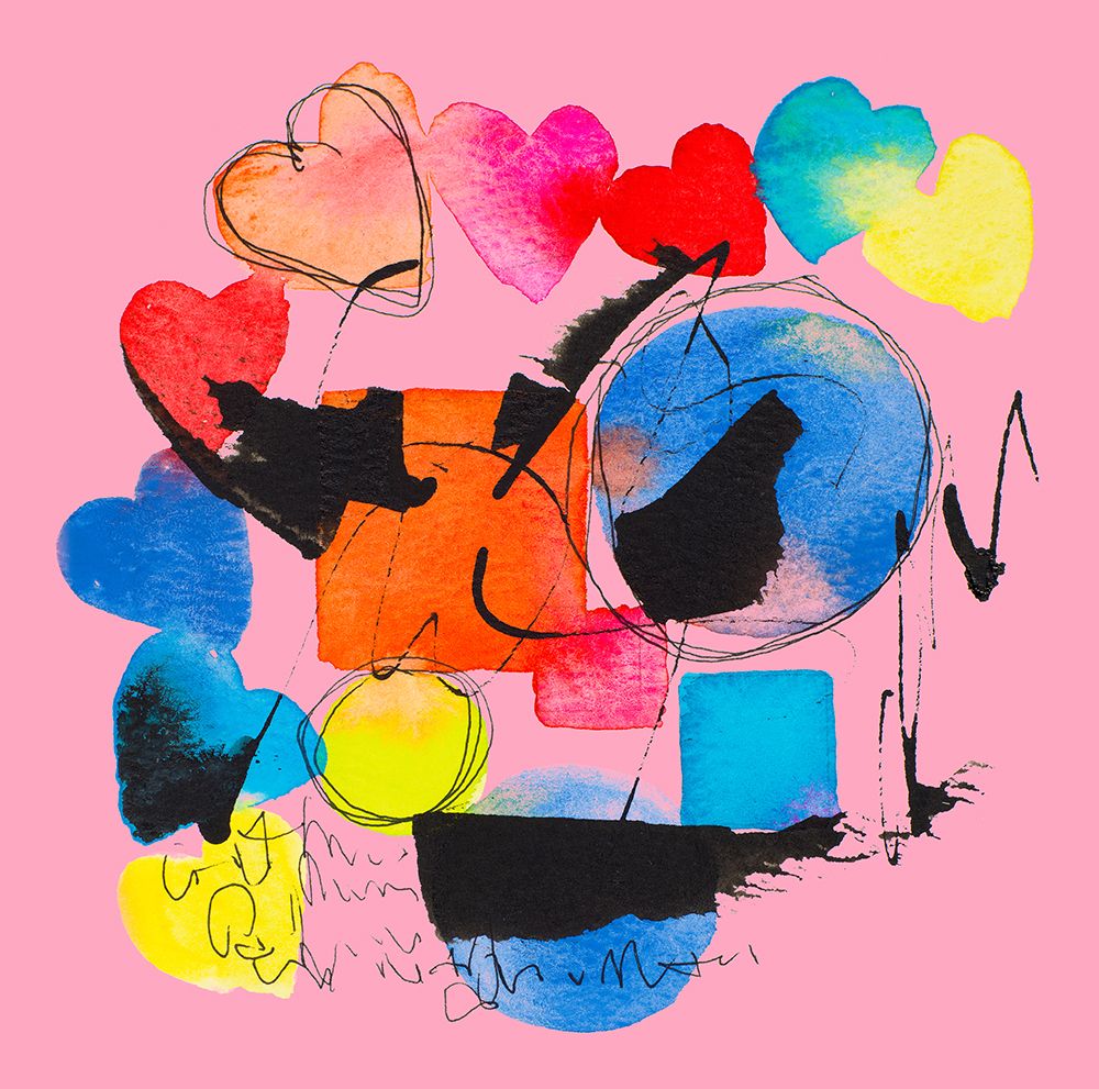 Splash Of Hearts on Pink art print by Krinlox for $57.95 CAD