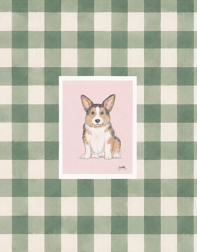 Corgie on Plaid art print by Elizabeth Medley for $57.95 CAD