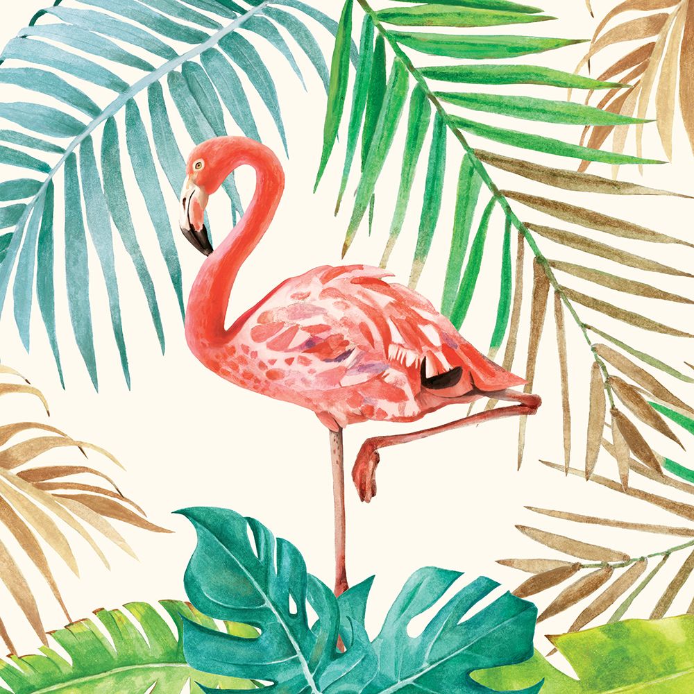 Beautiful Flamingo and Palms art print by Lucca Sheppard for $57.95 CAD