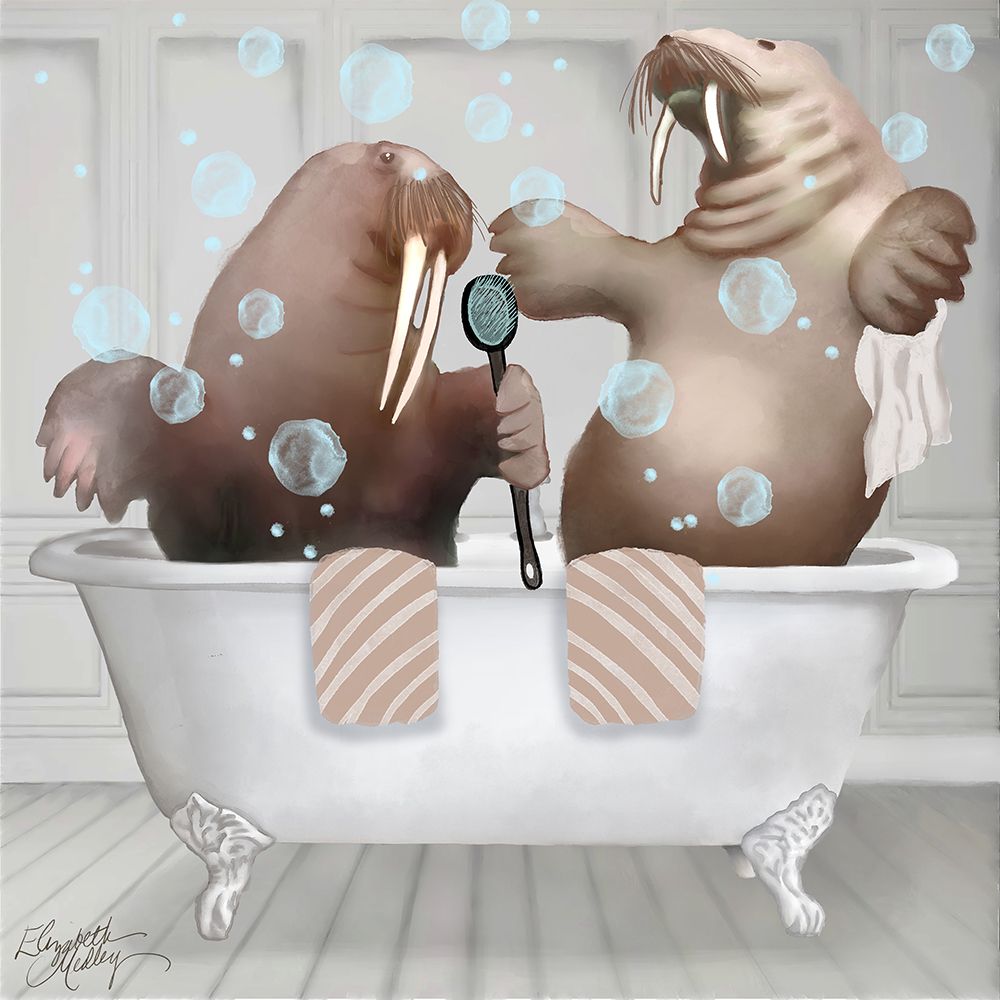 Walrus Bathtime art print by Elizabeth Medley for $57.95 CAD