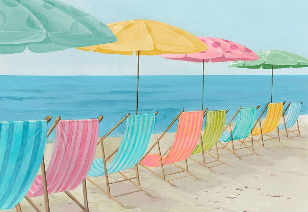 Beach Chairs Muted art print by Lorenzo Collective for $57.95 CAD