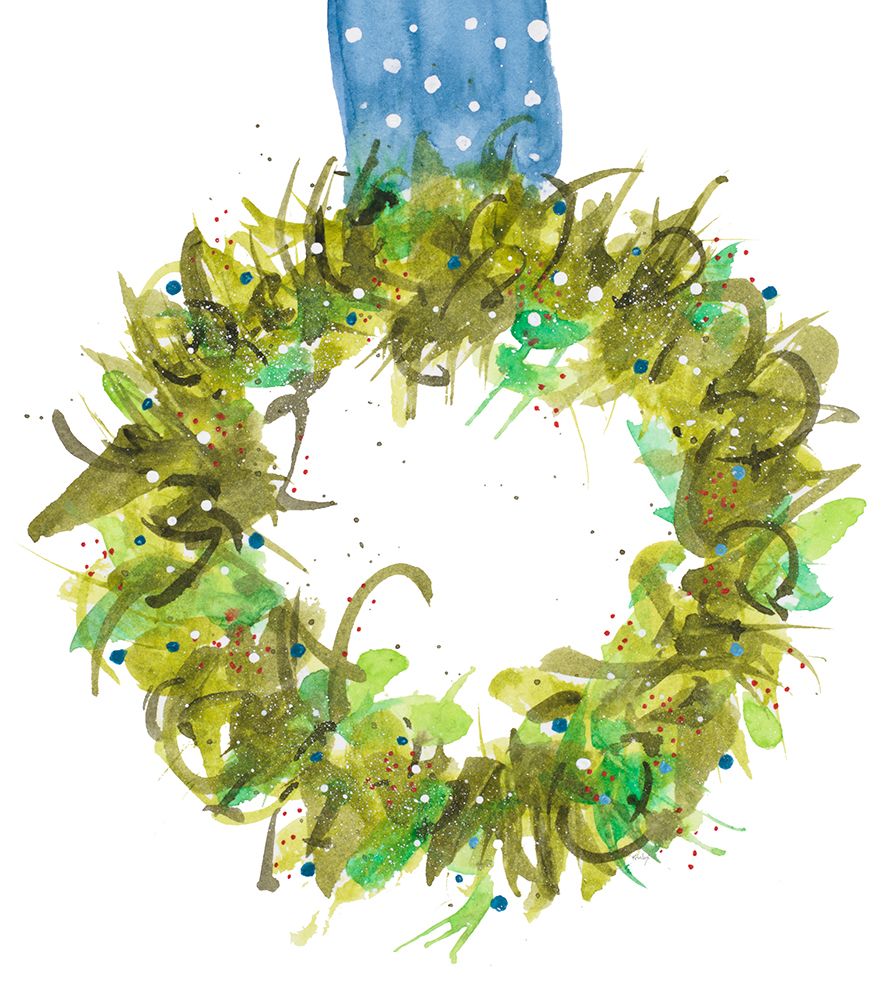 Wreath With Blue Ribbon art print by Krinlox for $57.95 CAD